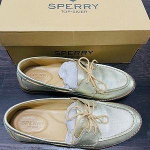 Sperry Gold summer loafers flats shoes women sz 7.5
